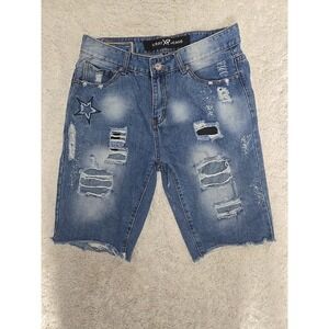 Xray Jeans Mens Shorts Size 34 Blue Cut Offs Distressed Burmuda
